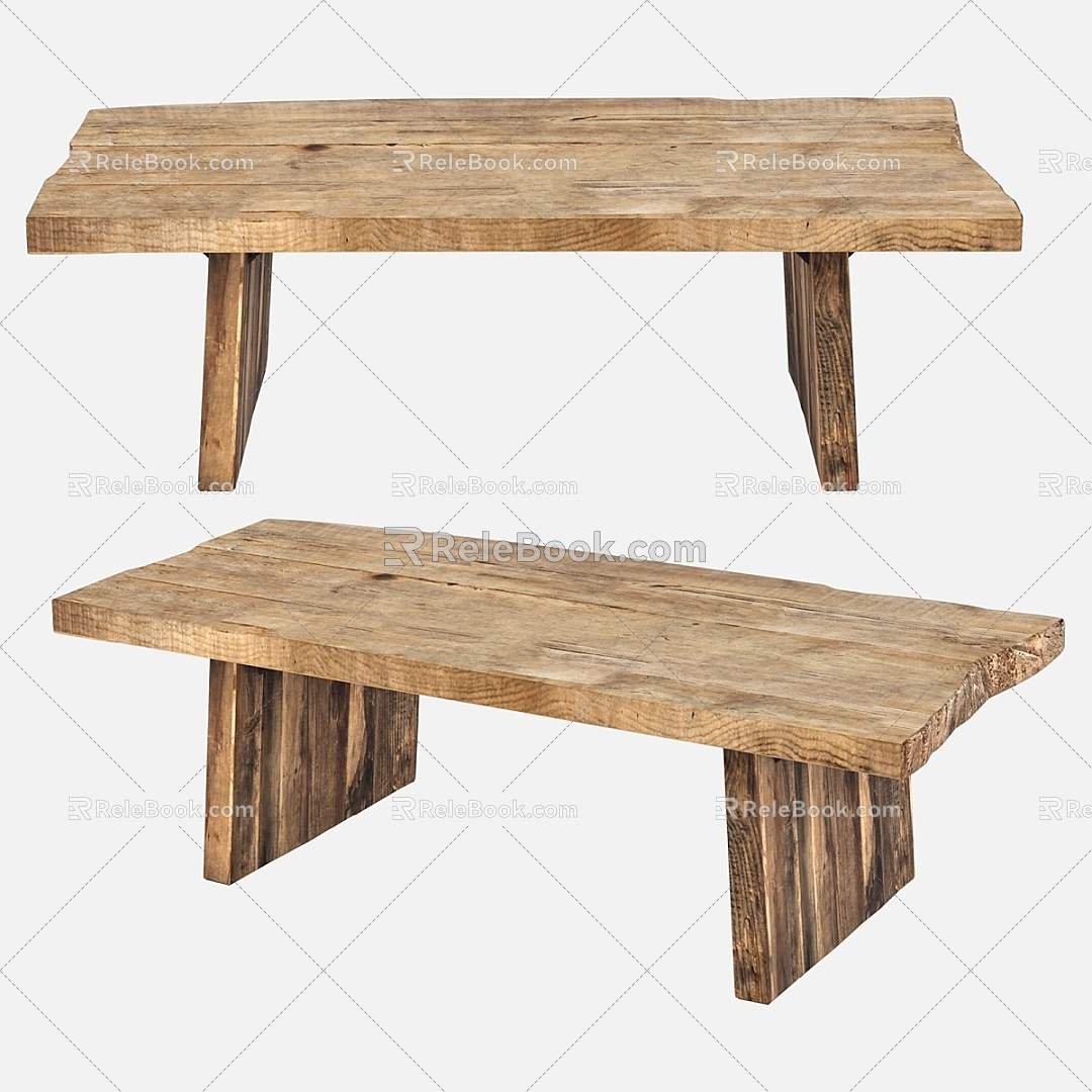 Quiet Style Desk Old Wood Color Old Elm Log Dining Table Retro Style Solid Wood Tea Table Workbench Living Room Table model