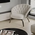 Beige Tufted Single Sofa With Metal Legs In Modern Living Room