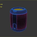 Black Cylindrical Computer Device With Mesh Surface And Top Circular Panel Design
