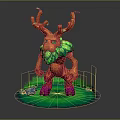 Colorful Tree Spirit Character With Branch Antlers Green Leaf Beard And Purple Feet On Grass