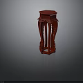 Red Hexagonal Furniture Stand With Intricate Carved Legs And Decorative Top