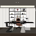 Modern Study Desk Bookcase Bookshelf Books 3d model