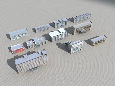 Various Architectural Office Building Models With Different Design Styles 3d model