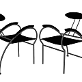 Modern Leisure Chairs With Metal Frame Black Seat And Curved Armrests