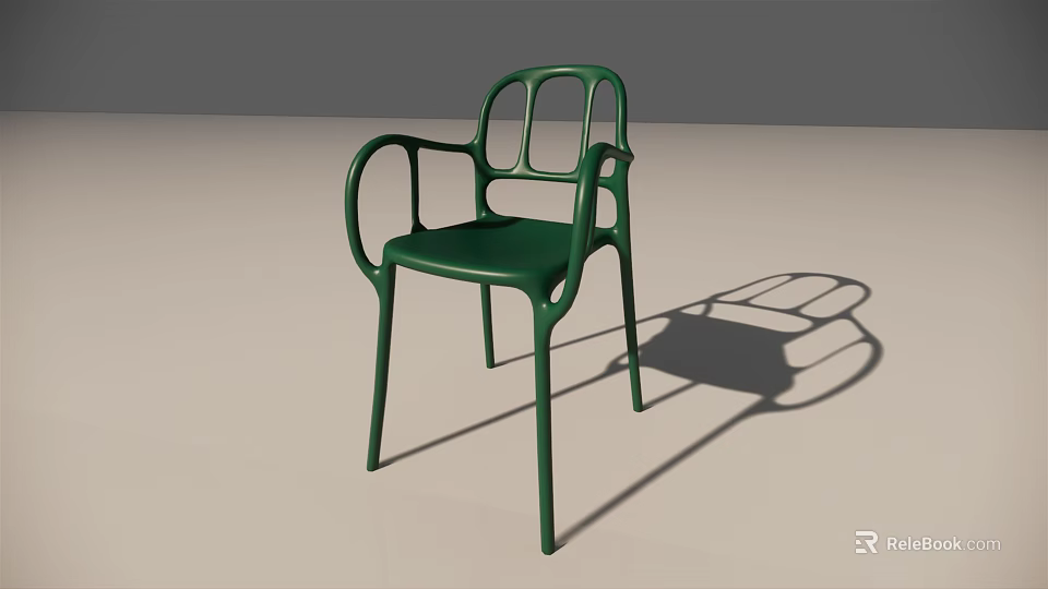 Modern Green Armchair With Curved Frame And Stylish Sleek Design 3d model 