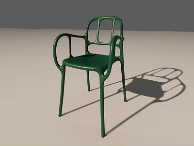 Modern Green Armchair With Curved Frame And Stylish Sleek Design 3d model
