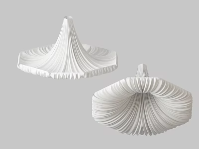 Modern White Pleated Ceiling Drapery with Elegant Design for Home Interior Decor 3d model