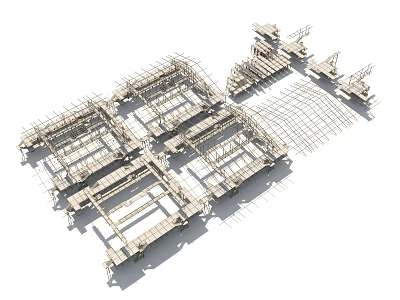 Construction Site Scaffolding Framework With Steel Bars And Grid Mesh Structures 3d model