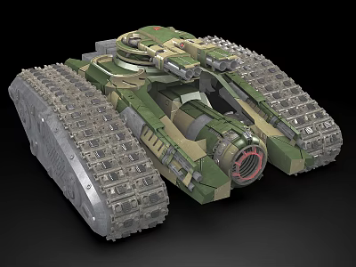 Detailed Camouflage Armored Tank With Large Tracks And Front Cannon 3d model