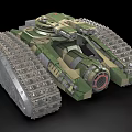 Detailed Camouflage Armored Tank With Large Tracks And Front Cannon