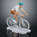 Game Movie Character Riding Bicycle With Blue Helmet White Top Brown Shorts White Block Base