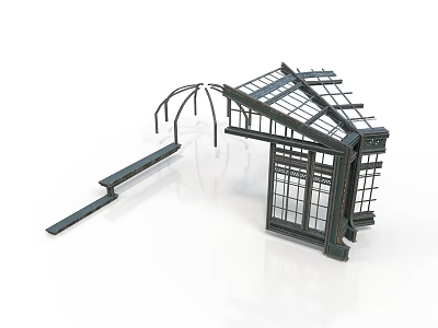Detailed Architectural Building Model With Glass Roof Frame Arched Elements And Windows 3d model