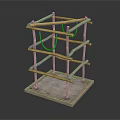 Wooden Multi Level Pet Habitat Structure With Square Base For Small Animals 3d model