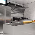 Commercial Restaurant Kitchen Interior Layout With Functional Zones Workstations And Storage