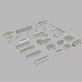 Modern Office Building Models Featuring Various Architectural Designs And Roof Styles