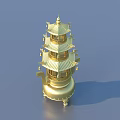 Elegant Golden Pagoda Style Multi Tiered Decorative Ornament For Home Decor