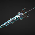Decorative Fantasy Sword With Blue Glowing Accents And Butterfly Hilt Design