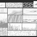 Abstract Black And White Design Elements With Various Textured Patterns And Silhouettes 3d model