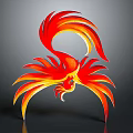Commercial Equipment With Red And Yellow Phoenix Design Streamlined Feathers Decorative Sculpture