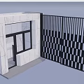Modern Guard Booth Design With Marble Walls Black Slatted Fence Glass Door And Windows