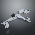 Sci Fi Spaceship Model With White Body Cylindrical Modules And Triangular Wings 3d model