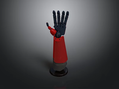 Game Movie Character Mechanical Arm Model With Black Hand Red Forearm And Base 3d model