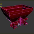 Red Agricultural Broadcast Spreader With Wheeled Base And Metal Container Structure 3d model