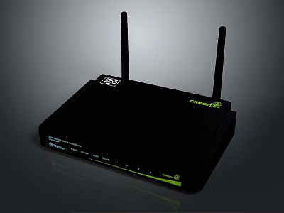 Black Wireless Router With Dual Antennas And High Speed Network Device Design 3d model