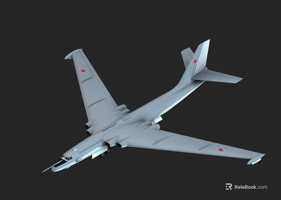 Military Gray Fighter Jet Featuring Red Star Emblems On Wings And Tail 3d model 