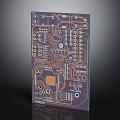 Printed Circuit Board with Copper Traces Electronic Components Precision Holes and Circuit Layout