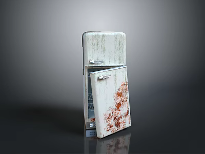 Vintage Broken Computer With Rust Stains And Open Case Abandoned Tech Device 3d model