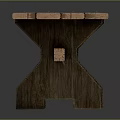 Rustic Wooden Bench With Solid Wood Construction Metal Accents And Simple Design 3d model