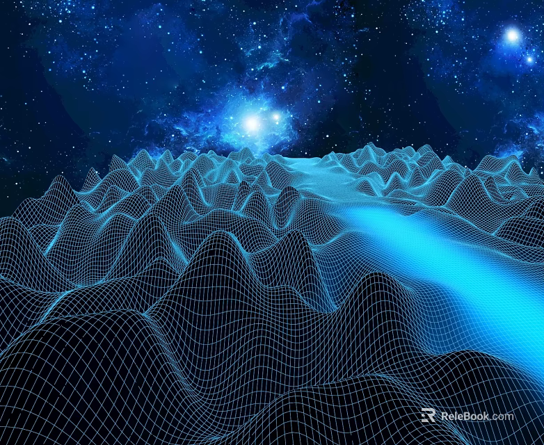 Professional Commercial Equipment Featuring 3D Grid Mountain Terrain And Starry Design 3d model 