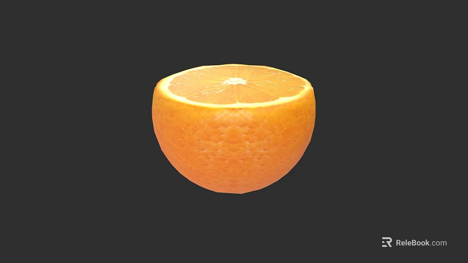 Detailed Botanical Illustration of Sliced Orange with Juicy Segments on Black Background 3d model 