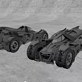 Two Black Armored Utility Vehicles With Streamlined Design And Large Tires On Snowy Terrain
