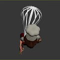 Animated Chef Character Wearing Chef Hat Holding Whisk With Waist Tools White Shirt Blue Pants