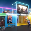 Modern Exhibition Booths With Colorful Lighting And Various Display Structures 3d model