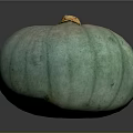 Fresh Green Striped Round Pumpkin With Vibrant Color And Brown Stem