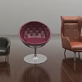 Multi Colored Accent Chairs With Button Tufted Leather Curved Design Metal Base On Wooden Floor