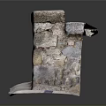 Rough Stone Low Wall Structure With Slab Base And Textured Surface 3d model