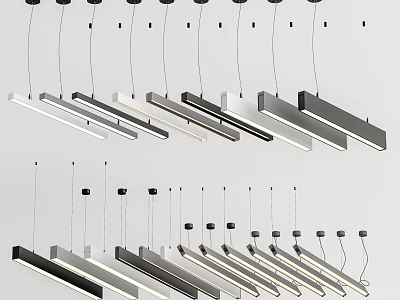 Modern Linear Pendant Lights in Black White Silver for Contemporary Home Interiors 3d model