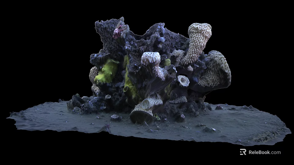 Natural Stone And Wood Decorative Structure With Textured Surfaces And Organic Shapes 3d model 