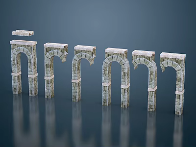 Stone Archway Components Arranged In Order With Textured Details And Reflective Surface 3d model