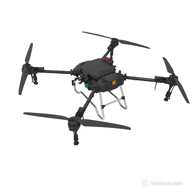 Professional Black Quadcopter Drone With Four Propellers And Mounting Bracket 3d model 