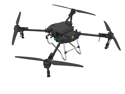 Professional Black Quadcopter Drone With Four Propellers And Mounting Bracket 3d model
