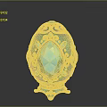 Ornate Turquoise Blue Decorative Egg With Intricate Golden Patterns And Gemstone Base