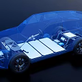 Detailed View Of Electric Vehicle Chassis With Battery Pack And Frame Parts