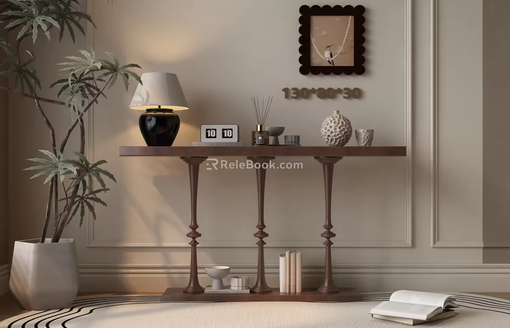 American Style End View Table Wooden Side Cabinet 3d model