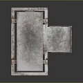 Rusty Industrial Metal Equipment With Louvered Panel And Curved Component On Stand