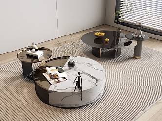 Light Luxury Marble Coffee Table Metal Coffee Table Round Coffee Table Mother and Mother Coffee Table Coffee Table Combination 3d model